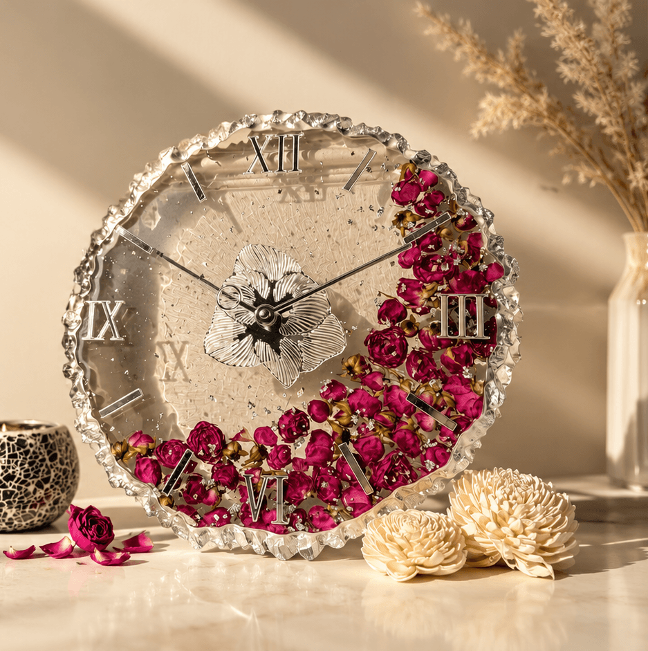 Hand-poured Aura Creation resin wall clock